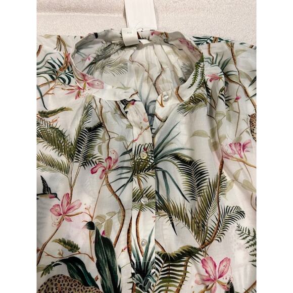 H&M Jungle Animal Print Jaguar Cat Oversized Tunic Blouse Flowy Tropical NWT 14 - Picture 15 of 15